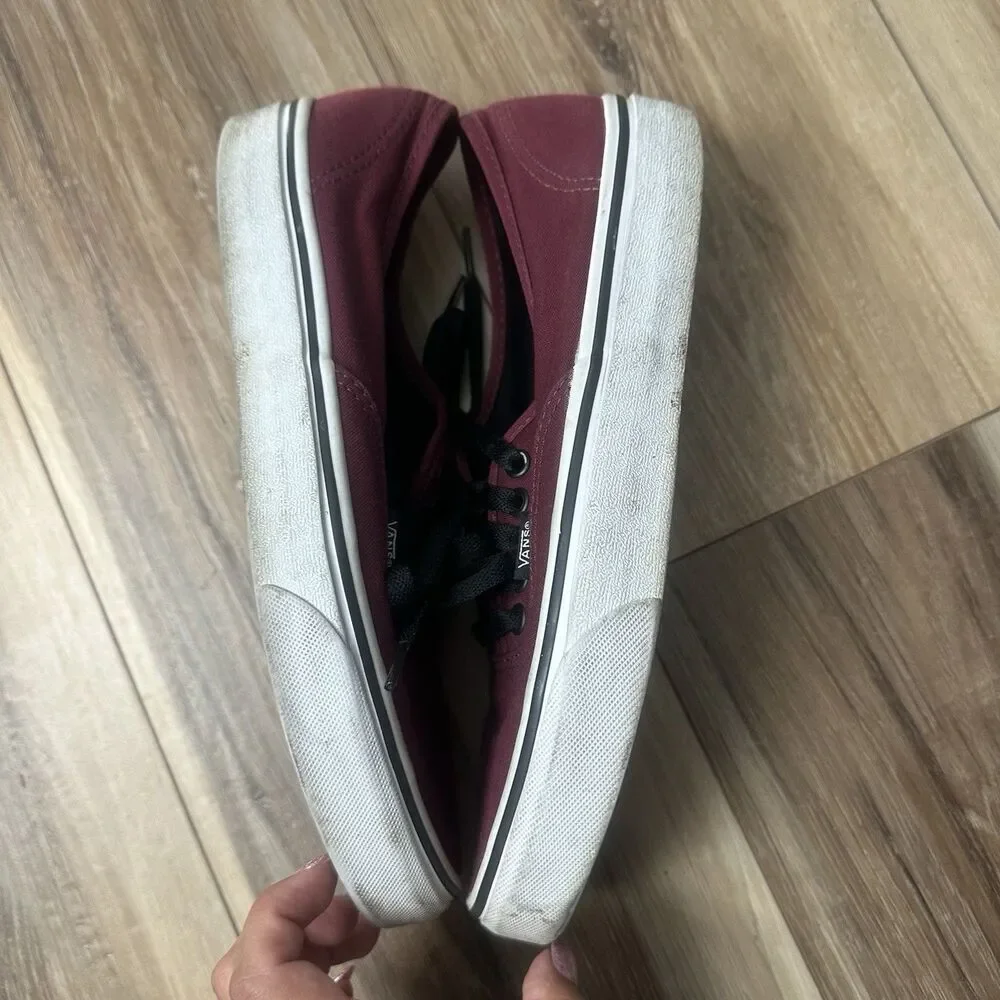 Vans Authentic Low Top Sneakers Maroon Burgundy Canvas Shoes Women 9.5 / Men 8
